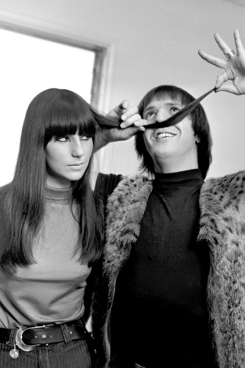 cher in 1965 with long straight hair and bangs