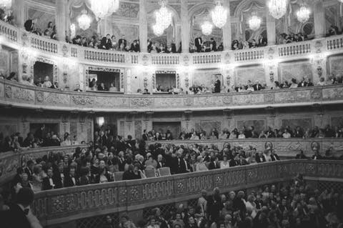 gala organized by the baroness de rothschild for the restoration of versailles castle in versailles, france on november 28, 1973