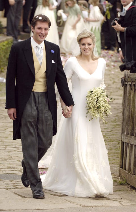 harry lopes and laura parker bowles during laura parker bowles and harry lopes  wedding at st cyriacs church in lacock, great britain photo by tomos brangwynwireimage