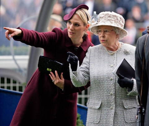 ascot, united kingdom   october 20 embargoed for publication in uk newspapers until 48 hours after create date and time zara phillips and queen elizabeth ii attend the qipco british champions day meet at ascot racecourse on october 20, 2012 in ascot, england photo by indigogetty images