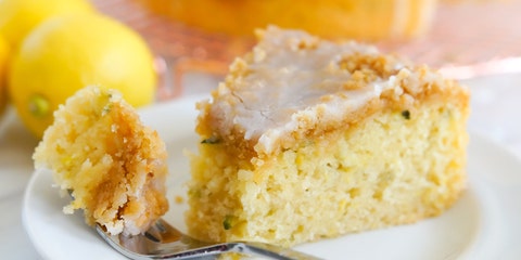 Lemon Zucchini Coffee Cake piece side Lemon Zucchini Coffee Cake piece side