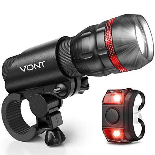 Vont 'Scope' Bike Light, Comes with Free Tail Light, Bicycle Light Installs in Seconds Without Tools, Powerful Bike Headlight Compatible with: Mountain, Kids, Street, Bikes, Front & Back Illumination