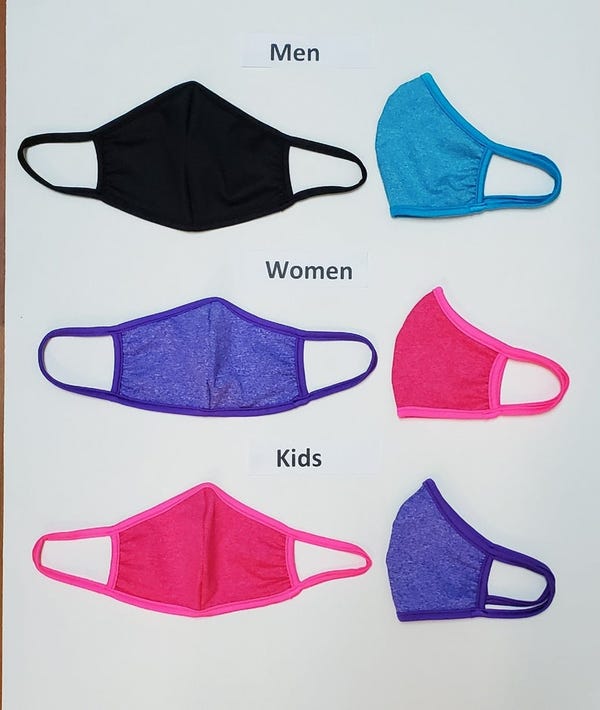 Face Mask Made Of Moisture Wicking Stretch Polyester Fabric. Reusable, washable, Breathable Masks. 