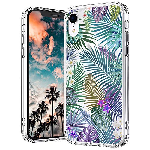 MOSNOVO iPhone XR Case, Clear iPhone XR Case, Tropical Palm Tree Leaves Case Pattern Clear Design Transparent Plastic Hard Back Case with Soft TPU Bumper Protective Case Cover for Apple iPhone XR