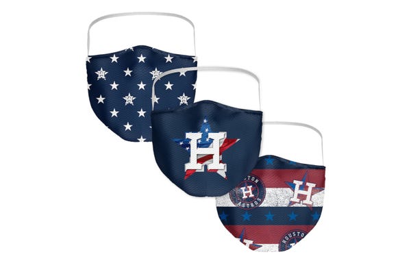 Adult Houston Astros Patriotic Face Covering 3-Pack