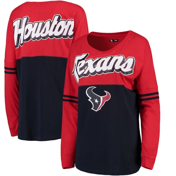 Houston Texans 5th & Ocean by New Era Women's Athletic Varsity Long Sleeve T-Shirt