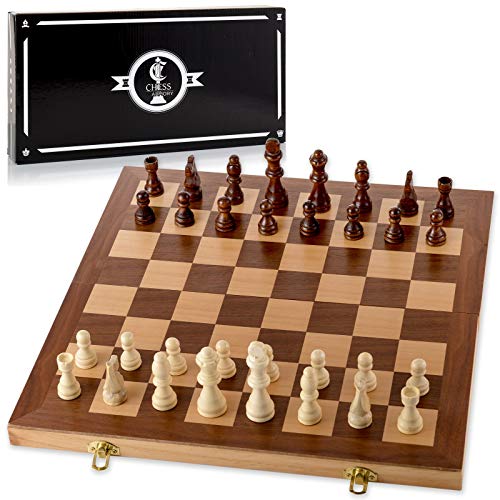 Chess Armory 15" Wooden Chess Set with Felted Game Board Interior for Storage