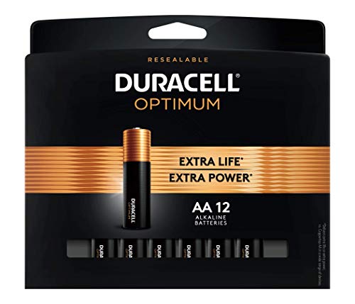 Duracell Optimum AA Batteries | 12 Count Pack | Lasting Power Double A Battery | Alkaline AA Battery Ideal for Household and Office Devices | Resealable Package for Storage