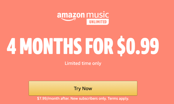 4 Months of Amazon Music Unlimited