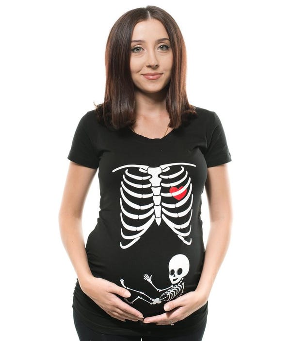 Pregnancy T-shirt Skeleton X-ray Baby Funny Cute Maternity Tee Shirt Maternity T-shirt
