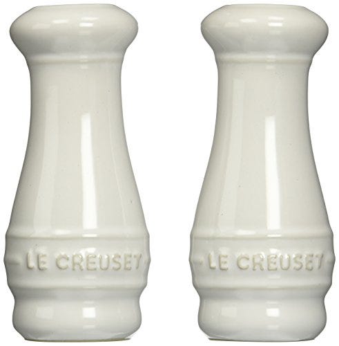 Le Creuset Stoneware Salt & Pepper Shakers Set of 2, 4 oz. each, White
