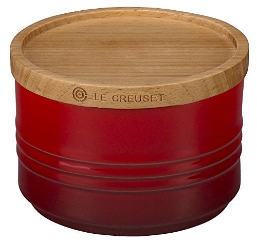 Le Creuset Stoneware Canister with Wood Lid, 12 oz. 