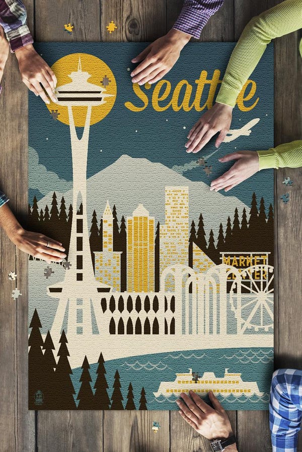 Seattle, Washington - Retro Skyline