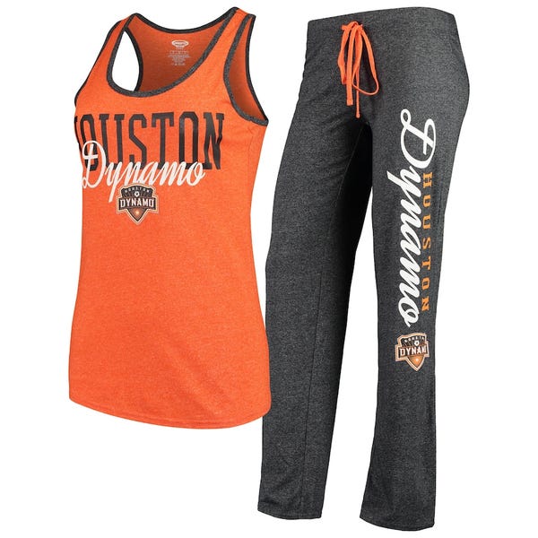 Houston Dynamo Concepts Sport Women's Spar Tank Top & Pants Sleep Set - Heathered Orange/Heathered Charcoal