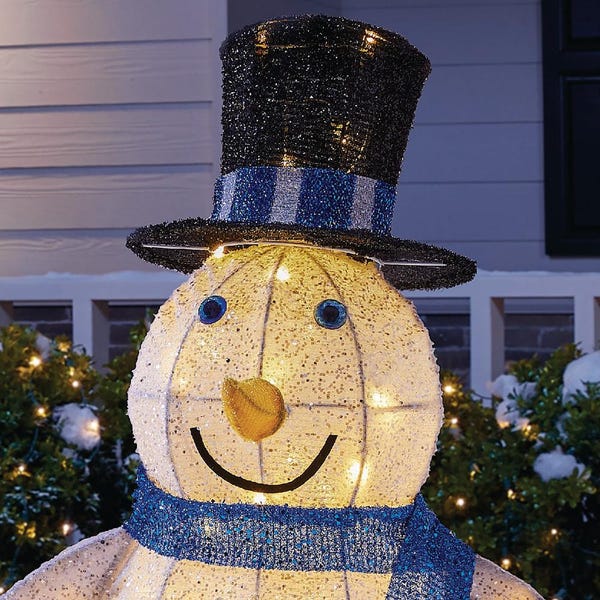 3 ft. Yuletide Lane LED Light Up Outdoor Tinsel Snowman