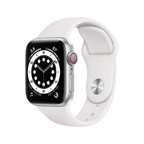 New Apple Watch Series 6 (GPS + Cellular, 40mm) - Silver Aluminum Case with White Sport Band