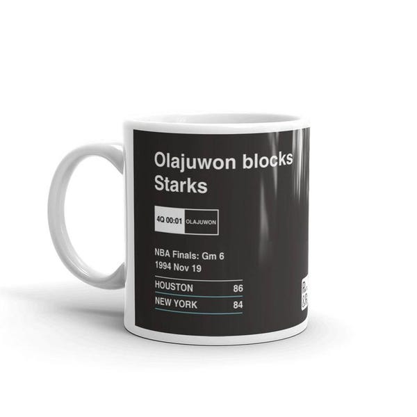 Greatest Rockets Plays Mug: Olajuwon blocks Starks