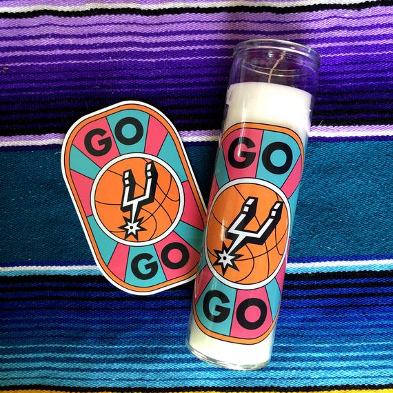 Go Spurs Go Prayer Candle, the DIY candle sticker