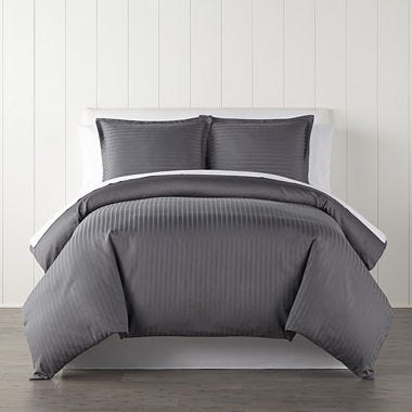 Liz Claiborne Classics Collection Cotton Tencel Lyocell Damask Stripe Duvet 3-Piece Set