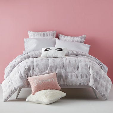 Home Expressions Tie Dye Reversible Complete Bedding Set with Sheets, Color: Gray