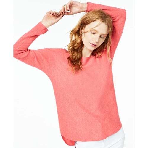 Pure Cashmere Long-Sleeve Shirttail Sweater, Regular & Petite Sizes, Created for Macy's