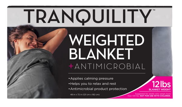 Tranquility Weighted Blanket 12lb, 48" x 72", Gray