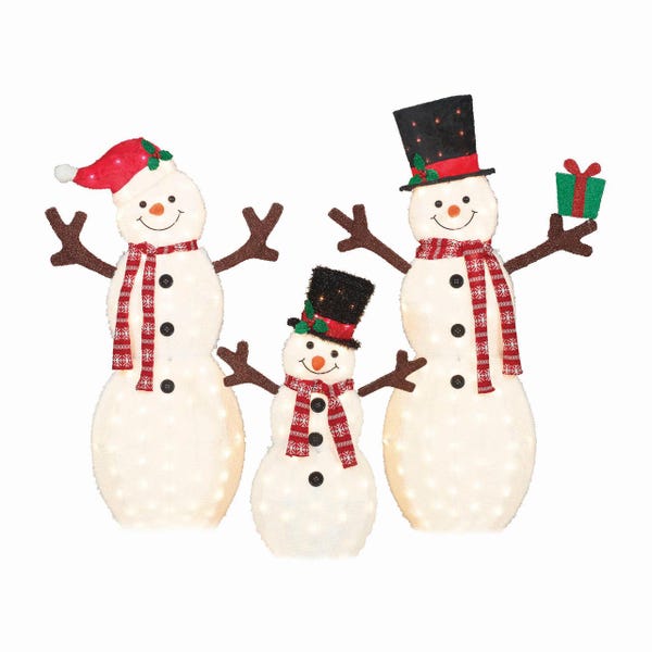 Holiday Time Set Of 3 Fluffy Snowman Family