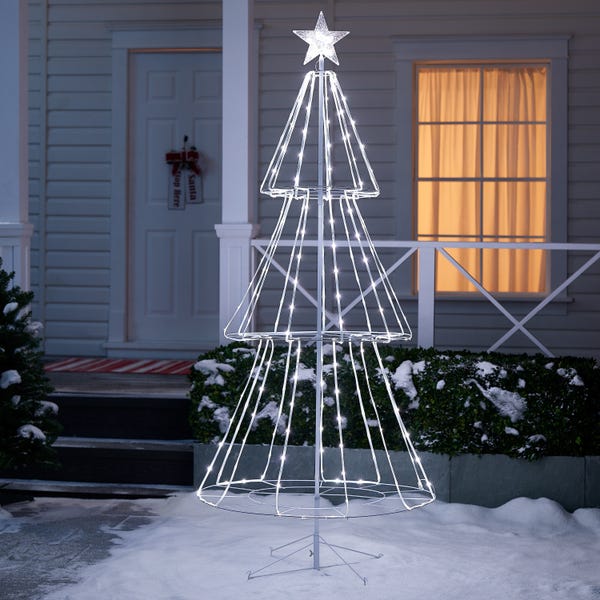 Holiday Time 8 Function LED Pre-Lit Christmas Tree, 7', Cool White
