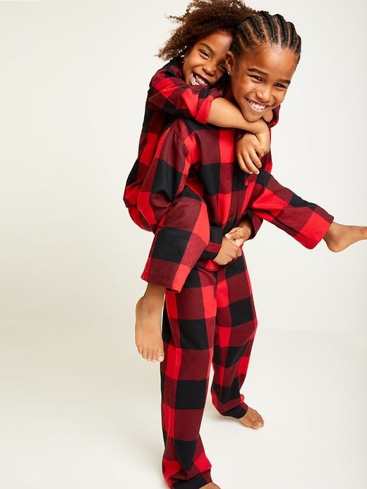 Patterned Gender-Neutral Flannel Pajama Set for Kids