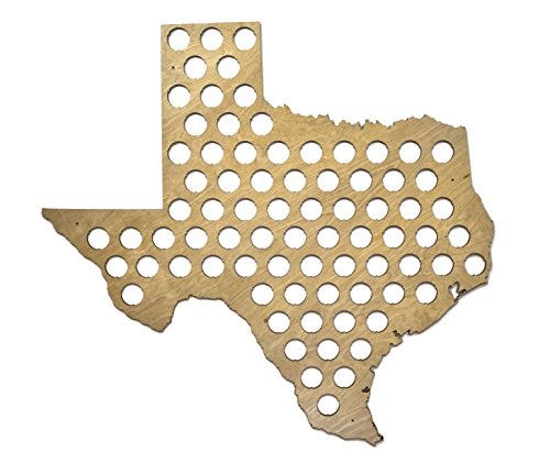 All 50 States Beer Cap Map - Texas Beer Cap Map TX - Glossy Wood - Skyline Workshop - Great Christmas gift!