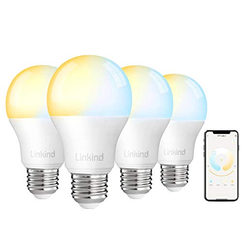 Linkind Smart WiFi Light Bulb 2.4G, 60W Equivalent LED Bulb, Dimmable and Tunable, Pack of 4