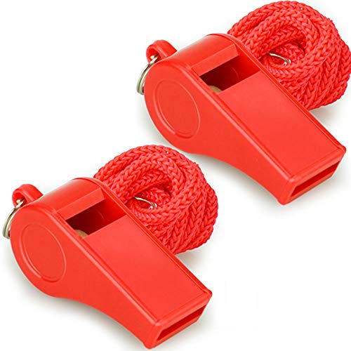 Hipat Red Emergency Whistles with Lanyard