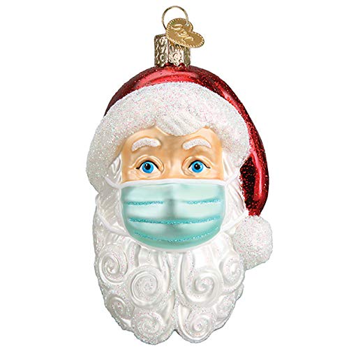 Old World Christmas Santa with Face Mask Blown Glass 2020 Unique Christmas Ornaments