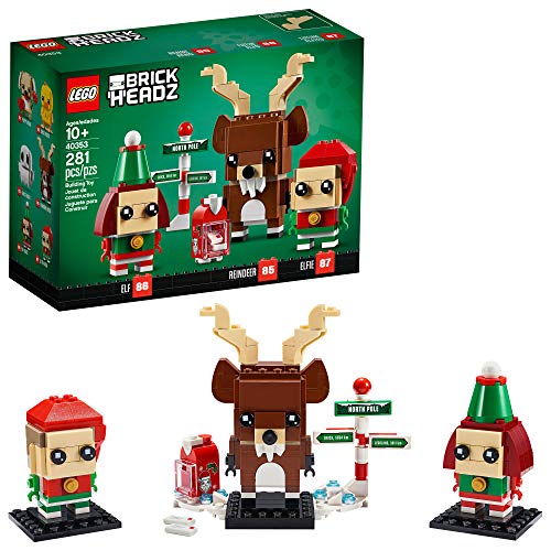 LEGO Brickheadz Reindeer, Elf and Elfie 40353 Building Toy, New 2020 (281 Pieces)