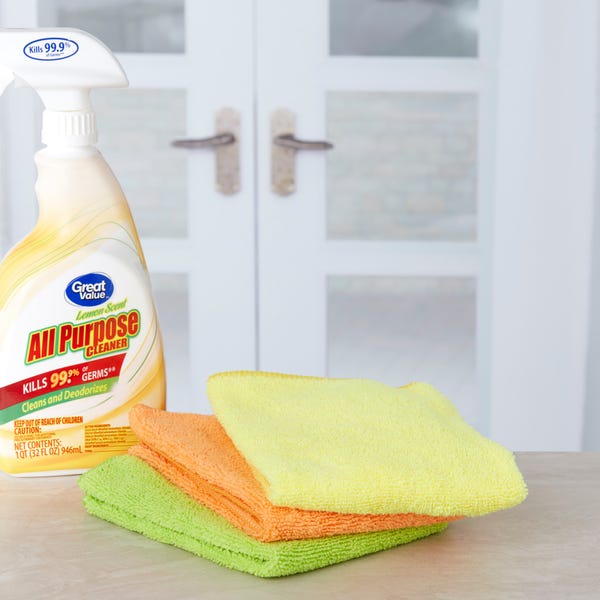 Great Value Microfiber Cleaning Towels, 12 count