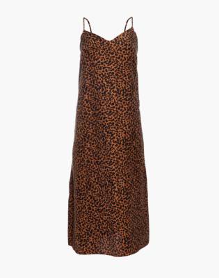 Silk Eva Slip Dress in Painted Leopard