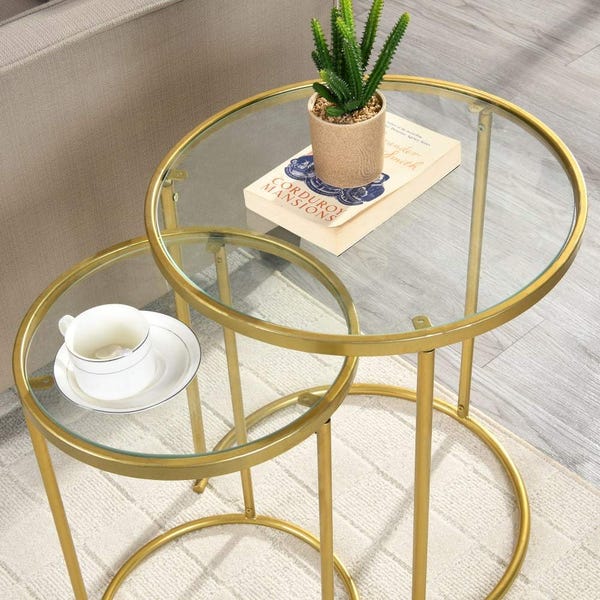 Gold Nesting End Table 2-Piece Set