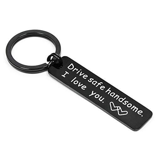 Drive Safe Keychain I Need You Here With Me Gifts for Husband Dad Boyfriend Gifts Valentines Day Father's day BirthdayGift (Black I love you B)
