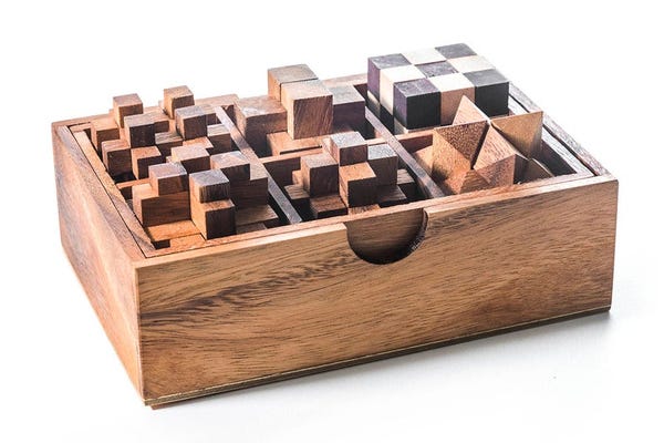 6 Escape Room Wooden Brain Teaser Puzzle Gift Set 