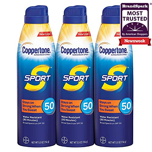 Coppertone Sport Continuous Sunscreen Spray Broad Spectrum SPF 50 Multipack (5.5 Ounce Bottle, Pack of 3)