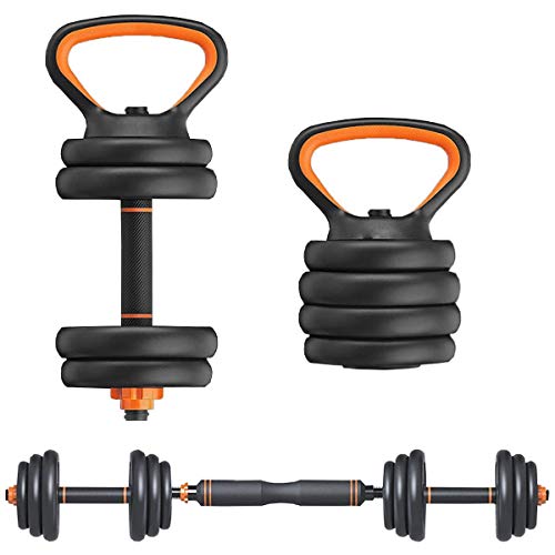 Elevens 66 Lbs Dumbbell Set with Barbell Kettlebell and Push Up Bar Function