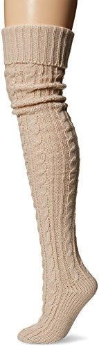 Muk Luks Women's 28'' Knee High Cable Socks, light pink, One Size fits Most