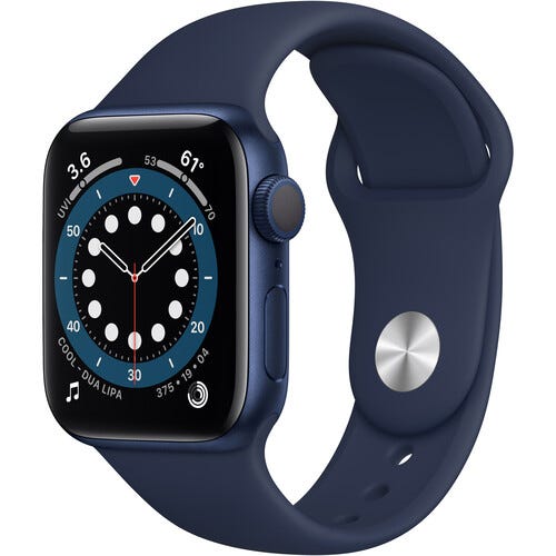 Apple Watch Series 6 (GPS, 40mm, Blue Aluminum, Deep Navy Sport Band)
