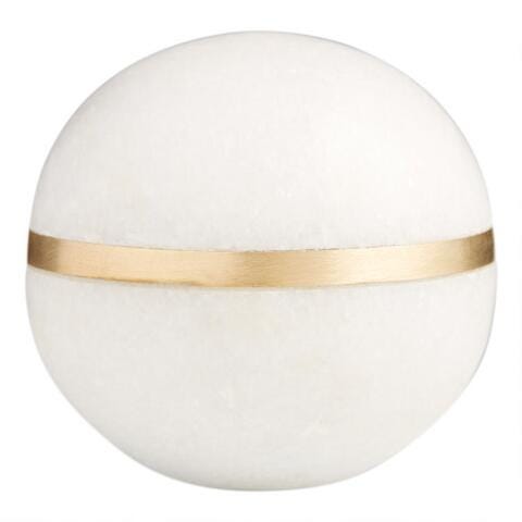 Marble Sphere With Brass Inlay Decor