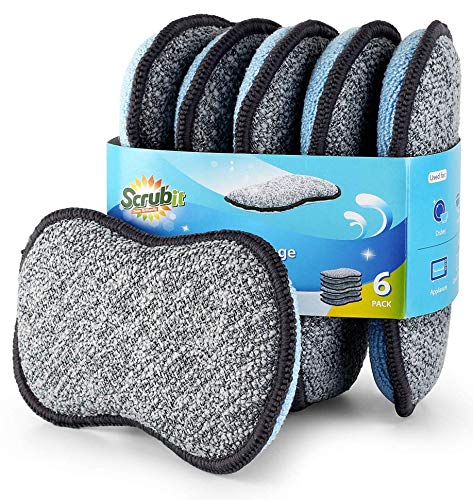 Multi-Purpose Scrub Sponges for Kitchen by Scrub- it - Non-Scratch Microfiber Sponge 