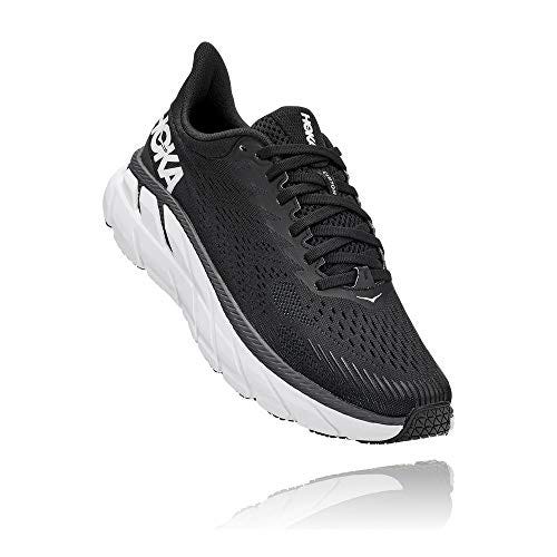 HOKA ONE ONE Women's Clifton 7 Running Shoe (Black/White, 8)