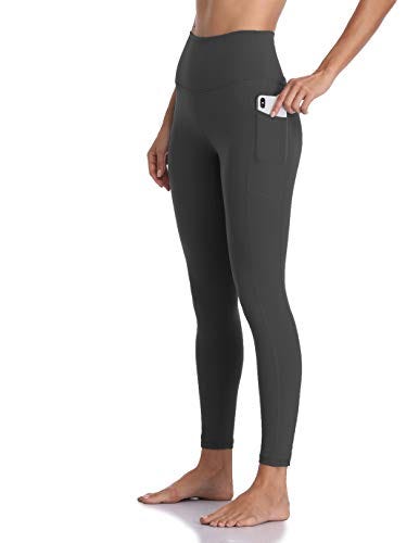 Colorfulkoala Women's High Waisted Yoga Pants 7/8 Length Leggings with Pockets (S, Charcoal Grey)