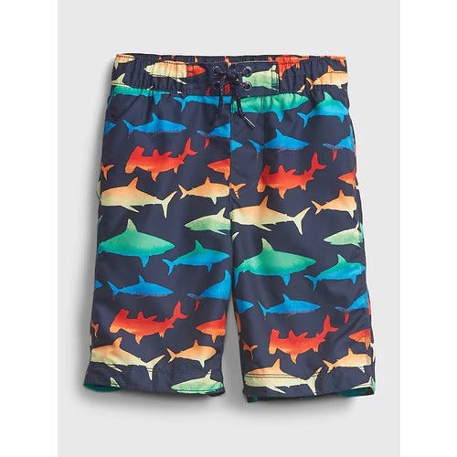 Kids Recycled Shark Graphic Board Shorts