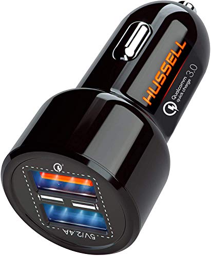Hussell Car Charger Adapter - 3.0 Portable USB w/Fast Charge Technology & Dual Ports 