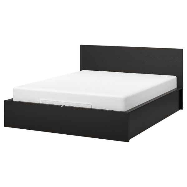 MALM Storage bed - black-brown Queen